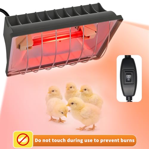 250W Chicken Coop Heat Lamp with Guard & Adjustable Temp - 1 Pack, 1 Pack-Grey, Aluminum - Image 2