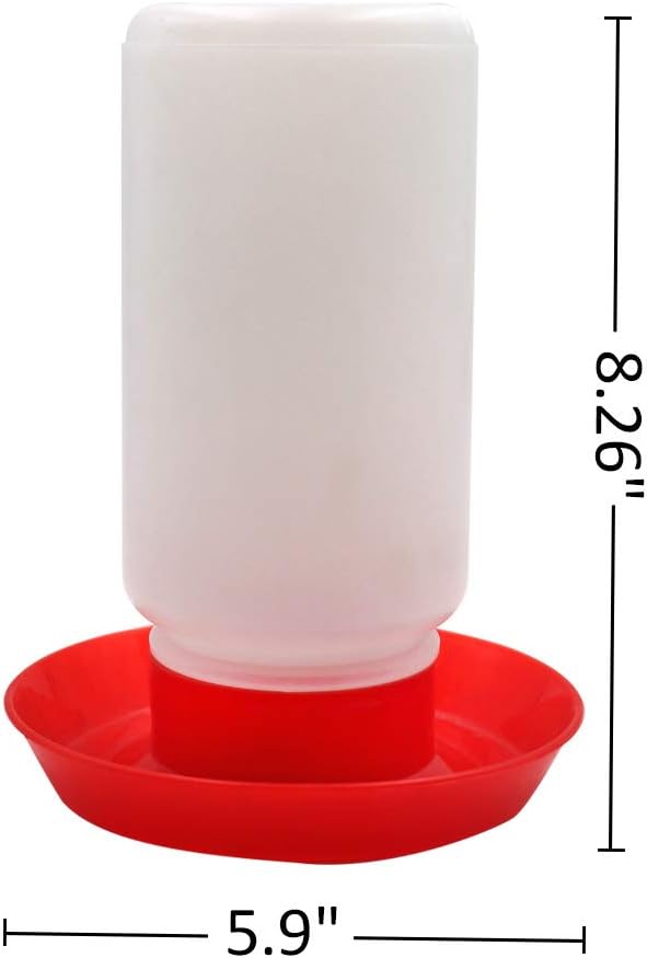 Poultry Water Jug Automatic Poultry Waterer Small Poultry Water Containers Drinkers for Chickens Birds Pigeon Quail 1L (Red and White)