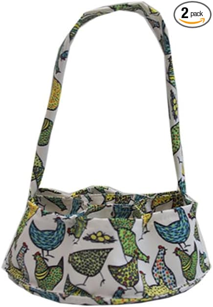 2 Packs Large Egg Collecting & Gathering Basket/Bag (with 7 Pouches) - Fresh, Durable Canvas Apron Egg Holder, Collector & Container for Duck, Chicken, Goose Collection (C)