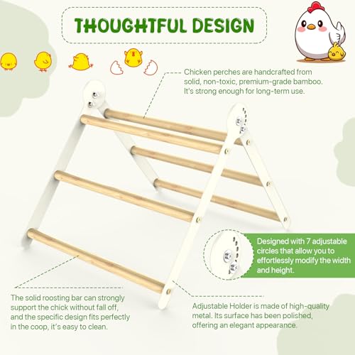 Bamboo Adjustable Chicken Perch with Roost Bar for Coop - Metal, 10 Pack - Image 3