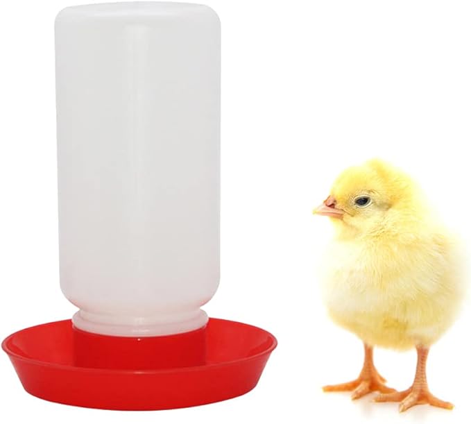 Chick Feeder and Waterer Set, 1L Baby Chicken Waterer Feeder, Baby Chicken Starter Kit, Hanging Poultry Drinker Quail Feeder, Small Coop Water Dispenser for Chickens, Turkeys, Ducks (Medium Feeder)