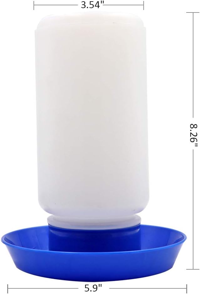 Poultry Water Jug Automatic Poultry Waterer Small Poultry Water Containers Drinkers for Chickens Birds Pigeon Quail 1L (Blue and White)