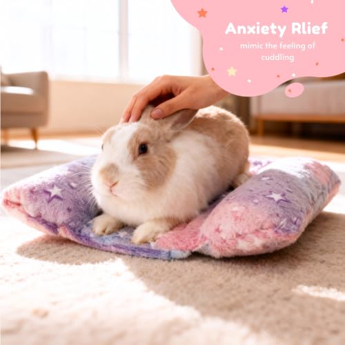 Rabbit Bed with Pillows, Dual-Sided 17"x15" Washable Lounger Pad - 17 x 15 x 4 inches, Rainbow Star, Polyester - Image 5