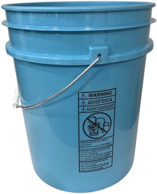 House Naturals 5 Gallon Made in USA Food Grade Plastic Bucket with Blue Screw On Air Tight Double Gasket lid, (Pack of 2)