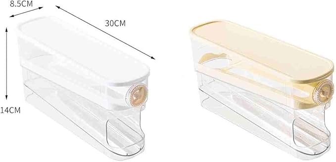 Auto Rolling Egg Holder for Fridge, Egg Dispenser/Organizer/Storage/Container with Lid & Date Timer for Refrigerator, Sturdy and Durable Space-Saving Egg Tray for 12 Large Eggs