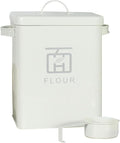 TOYANDONA Multi-function Flour and Rice Storage Container with Airtight Seal, Vintage White Metal Food Bin for Household Kitchen Pantry Organization