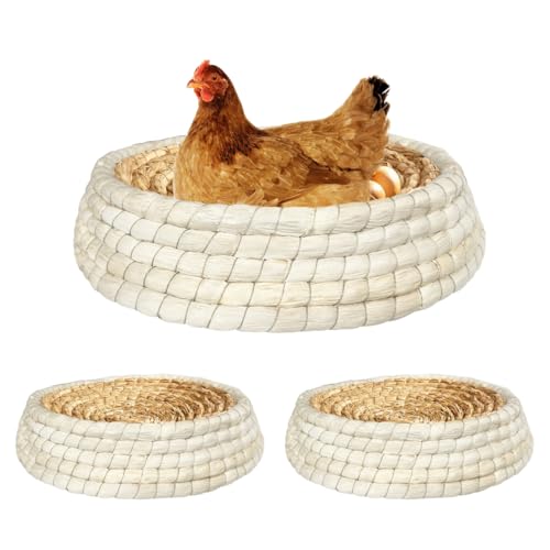 Chicken Nest for Chicken Coop, Handmade Woven Flat Base Straw - One Size, yellow, 2 Pack by Toolzeen