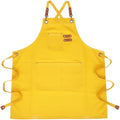 Chef Apron with Large Pockets for Women Men, Cotton Canvas Cross Back Water Repellent Adjustable Work Apron