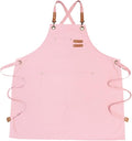 Chef Apron with Large Pockets for Women Men, Cotton Canvas Cross Back Water Repellent Adjustable Work Apron