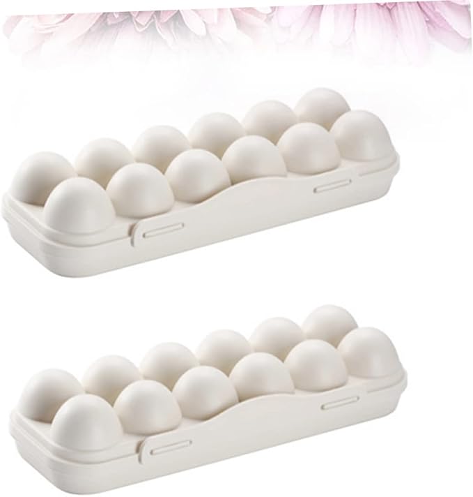 NUOBESTY Stackable 12 Grids Egg Storage Container Lid Refrigerator Egg Holder for Kitchen Organization