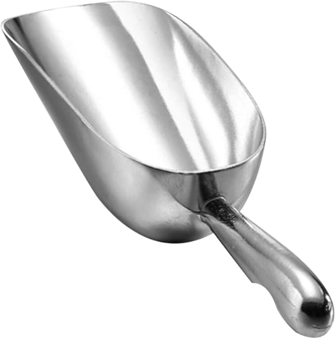 Ice Cube Endurance Scoop, Cast Aluminum Shovel Scoops Kitchen Utility Scoops Set Contoured Handle，Ideal for Ice Cube Coffee Bean Food Candy Flour Popcorn Rust Free (5oz Silver)