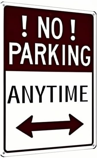 'No Parking' Sign with Arrow - 8x12 Inch Metal Sign - Rust, Water and Fade Resistant - Easy to Install for Outdoor or Indoor Use, Perfect for Driveways, Roads or Garages