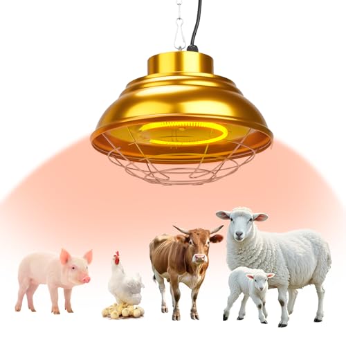 Heat Lamp for Chicken Coop, 400 Watts Carbon Fiber Chicken coop Heater - （round 600W）, Adjust 2 Mode Temp&Hanging Height by S SHUN CAN DA