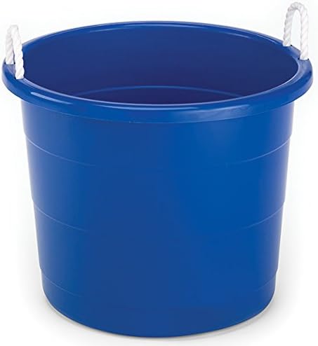 HOMZ 2-Pack Utility Tub, Large Plastic Storage Bucket with Rope Handles, 17 Gallon, Blue - Portable Indoor and Outdoor Buckets for Kitchen, Laundry, Garden, Bathroom, and Garage Organization