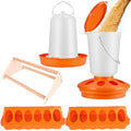YANZI Chick Feeder and Waterer Kit, Baby Chick Starter Kit with Chick Perch for Small - WHITE&ORANGE, 5 Pack by YANZI