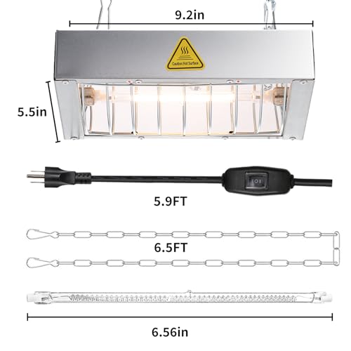400W Chicken Coop Heater Bulb, Replacement Bulb Accessories for Chicken Heat Lamp - Bulb 400W - 2 Pack, Glass, Brooder Heater Tubes for Chicks - Image 4