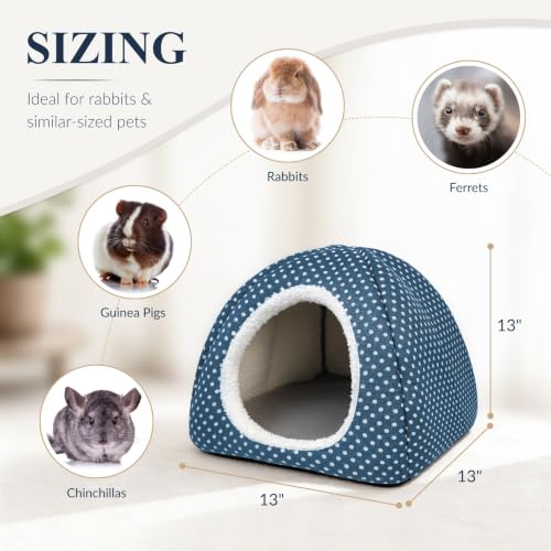 Rabbit Hideout Large Bunny Bed Washable Rabbit House - Dark blue, Polyester - Image 6