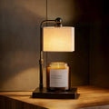 Candle Warmer Lamp with Timer, Dimmable - Flaxen-Rectangular, Linen, 2 Bulbs Included by Bingyouth
