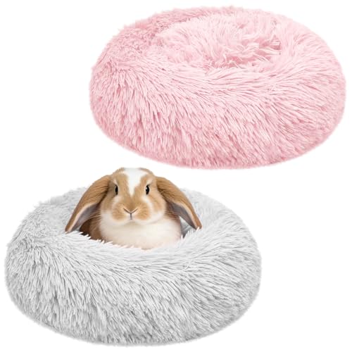 Bunny Bed 2 Pack Large Rabbit Hideout Soft & Comfortable - Grey+Pink, Polyester by Tierecare