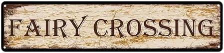 Fairy Crossing Instagram Style Metal Tin Sign (4x16''), Vintage Wall Art Decor - Dust-Proof