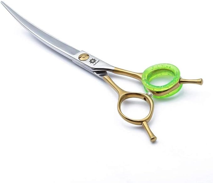7 inch Barber Scissors Shear Curved - Hair Cutting Scissors Two-way Bent Blade Scissor Japanese 440C Steel - Hair Stylists Shears with Twin Tail