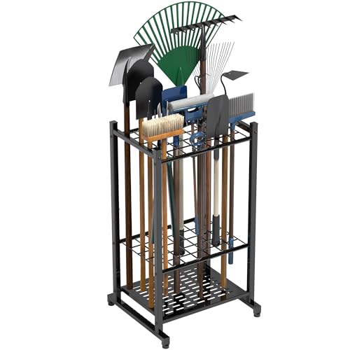 Garden Tool Organizer, Garage Tool Organizer & Garage Organization - Black, Alloy Steel, Brooms Tools by Sttoraboks