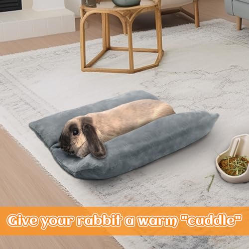 MEWTOGO 15.7" x 14" Bunny Bed for Rabbit Cage - 15.7 x 14In, Gray, flannel, Thickened & Soft - Image 7