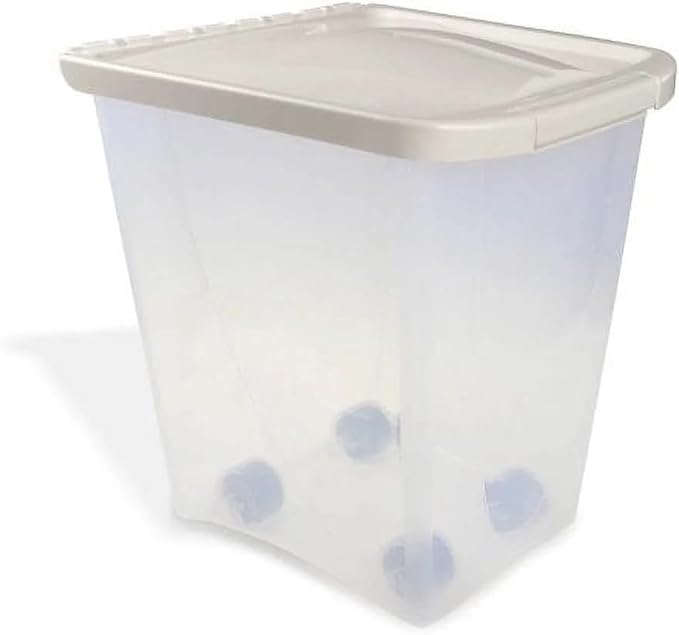 25 lb Pet Food Storage Container with Wheels, Airtight Lid, Tight Seal to Keep Food Fresh, Mobile Rolling Bin for Dog Food, Cat Litter & Bird Seed