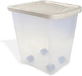 25 lb Pet Food Storage Container with Wheels, Airtight Lid, Tight Seal to Keep Food Fresh, Mobile Rolling Bin for Dog Food, Cat Litter & Bird Seed