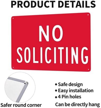 Man Cave Decor 1459 Metal Signs,No Soliciting,8x12 In,Notice Warning Sign And Logo Ation Vintage