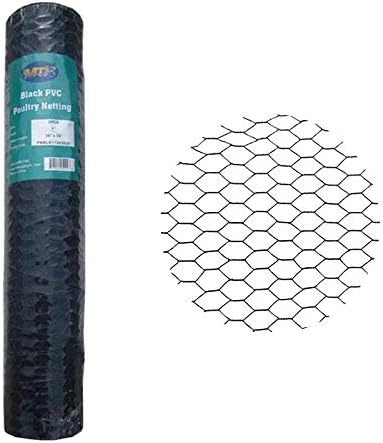 PVC Hexagonal Poultry Netting Chicken Wire 36" x50' x 1" Mesh 20GA Black