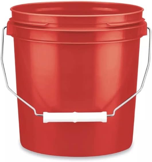 House Naturals 1 Gallon Red Plastic Bucket Pail with Lid BPA Free Food Grade (Pack of 6) Made in USA