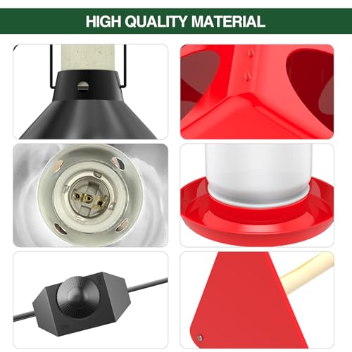 All-in-One Chick Brooder Kit with 75W Adjustable Heat Lamp - Red 2, Plastic, 1 liters, Spill-Proof Feeder & Waterer - Image 7