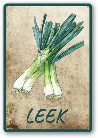 Vegetables Metal Sign Vintage Decor Leek Sign Farm Wall Decor Sturdy Rust Waterproof Aluminum Signs for Outdoor Yard Garden Easy to Install 8x12inch