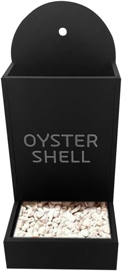Chicken Oyster Shell and Grit Feeder, Hanging Chicken Feeder Trough, Oyster Shell Feeders for Chickens, Chicken Coop Accessories, Gravity Poultry Feeder, Automatic Chicken Feeders (Black)