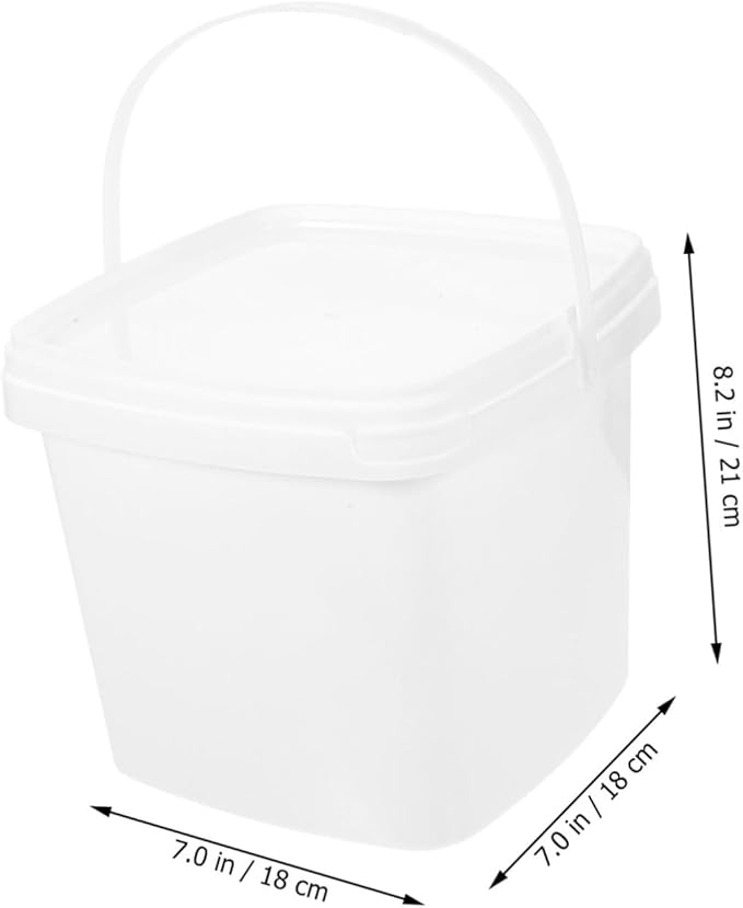 VICASKY Plastic Bucket with Handle and Lid Square Portable Container Sturdy Non Slip Farm Utility Pail for Water Storage and Household Use