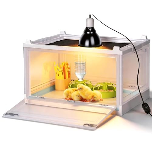 Chick Brooder Box with Adjustable Heat Lamp, Waterer & Feeder - white, Metal & Plastic by CBKKLHY