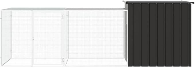 Large Galvanized Steel Chicken Coop, Outdoor Metal Poultry Run for Small Animals, Expandable Walk-in Hen House with Lockable Door, Anthracite