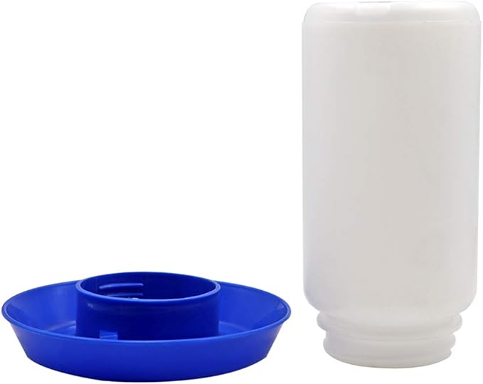 Poultry Water Jug Automatic Poultry Waterer Small Poultry Water Containers Drinkers for Chickens Birds Pigeon Quail 1L (Blue and White)