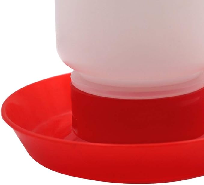 Poultry Water Jug Automatic Poultry Waterer Small Poultry Water Containers Drinkers for Chickens Birds Pigeon Quail 1L (Red and White)