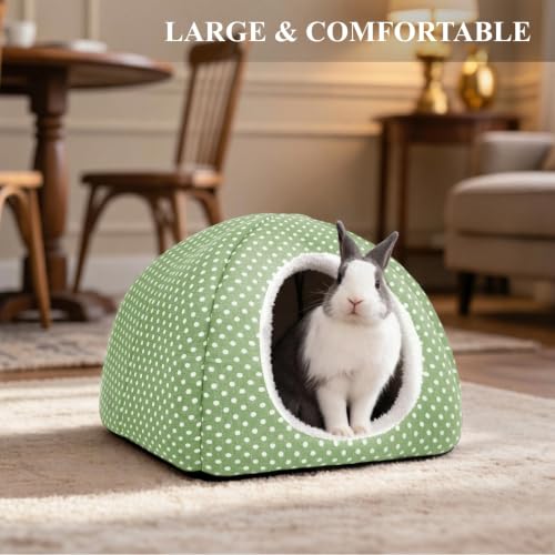 Rabbit Hideout Large Bunny Bed Washable Rabbit House - Green, Polyester - Image 2
