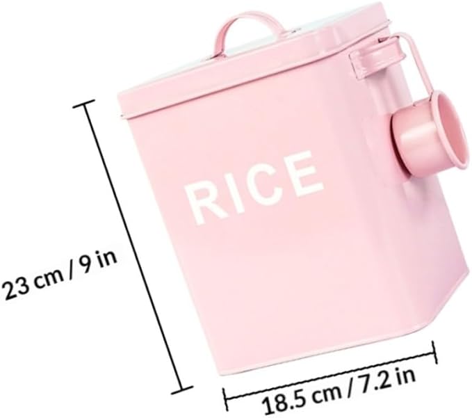Gadpiparty Sealed Pet Food Storage Container with Measuring Cup Iron Grain Bucket Moisture-proof Rice Bin for Cat and Dog Food for Household Use