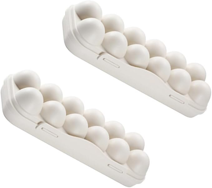 2Pcs Stackable Egg Storage Container Shatterproof Khaki Egg Holder for Refrigerator for Organizing Eggs and Maximizing Space Fridges
