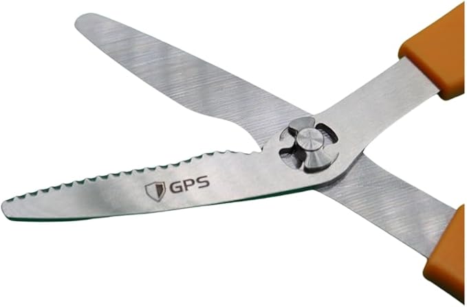 GPS 7"" Take Apart Kitchen Safety Shears, Orange Handle, Food Grade, Stainless Steel, Used For Chicken/Poultry/Fish/Meat/Vegetables and More