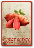 Vegetables Metal Sign Vintage Decor Sweet Potato Sign Farm Wall Decor Sturdy Rust Waterproof Aluminum Signs for Outdoor Yard Garden Easy to Install 5.5x8inch