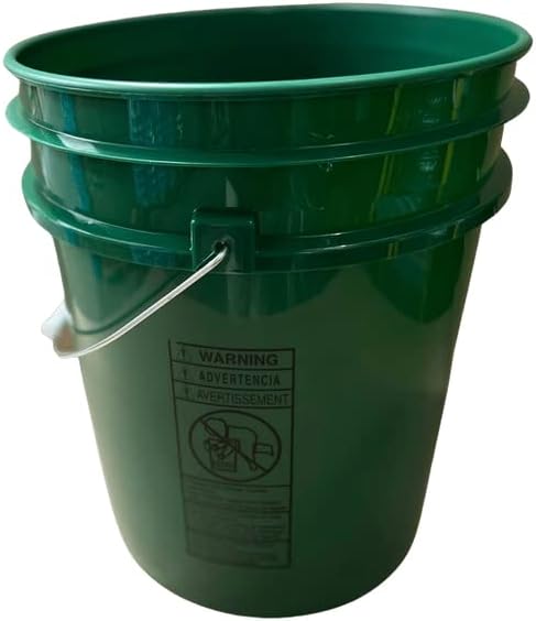 House Naturals 5 Gallon Green Food Grade Bucket with White Screw On Air Tight Lid- BPA Free Made in USA Pail