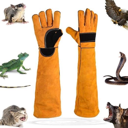 Animal Handing Gloves Bite Proof,Leather Welding Gloves,Multipurpose Puncture Proof Glove for Dog,Cat,Reptile,Snake