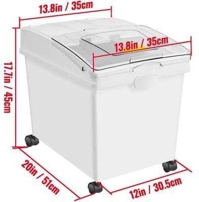 Happybuy 3-Pack 10.5 Gallon/40L Rice & Pet Food Storage Containers, Airtight Bin with Wheels, Scoops for Kitchen Ingredients, Cereal & Flour Dispenser