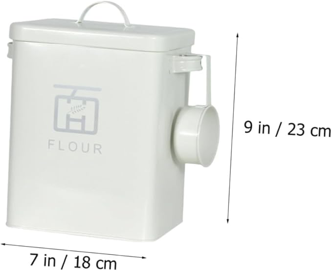 Household Rice Bucket Airtight Multi-function Flour Storage Container Iron Grain Bin for Kitchen Pantry Sealed Food Storage Box for Rice Soybeans and Cereals with Comfortable Grip