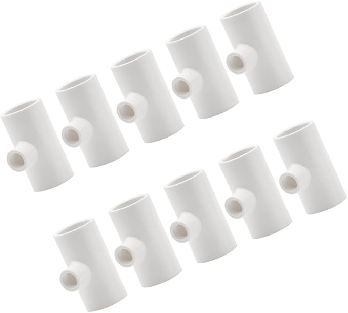 Uonlytech 10pcs PVC Tee Fittings Automatic Chicken Waterer System with Vertical Nipple Cups for Poultry Drinking Bowl Suitable for Chickens Ducks Quails